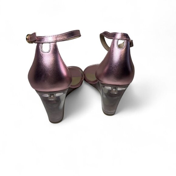 Stuart Weitzman NudistLucite 85 Wedge Heel Women's 38.5 EU, 8 B US Pink - Picture 7 of 14